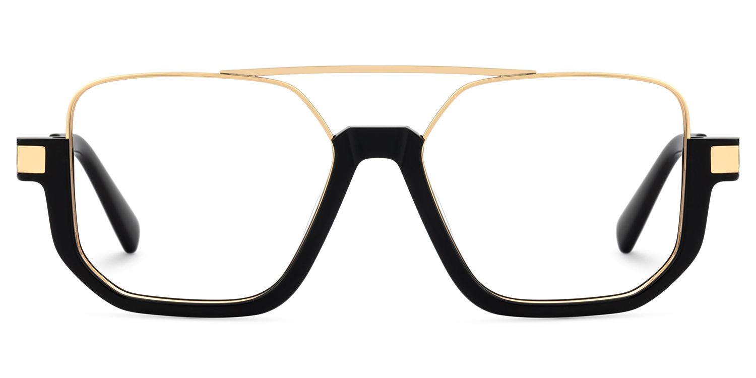 Oromiya Schwarz-Gold Pilot Gemischte-Materialien Brille0