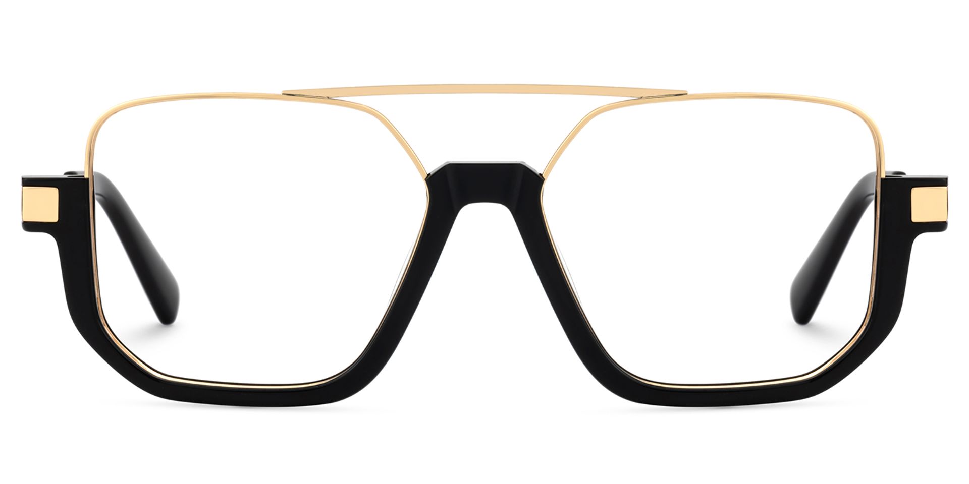 Oromiya Schwarz-Gold Pilot Gemischte-Materialien Brille0