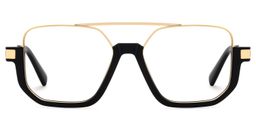 Oromiya Schwarz-Gold Pilot Brille0