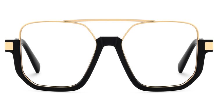 Oromiya Schwarz-Gold Pilot Brille