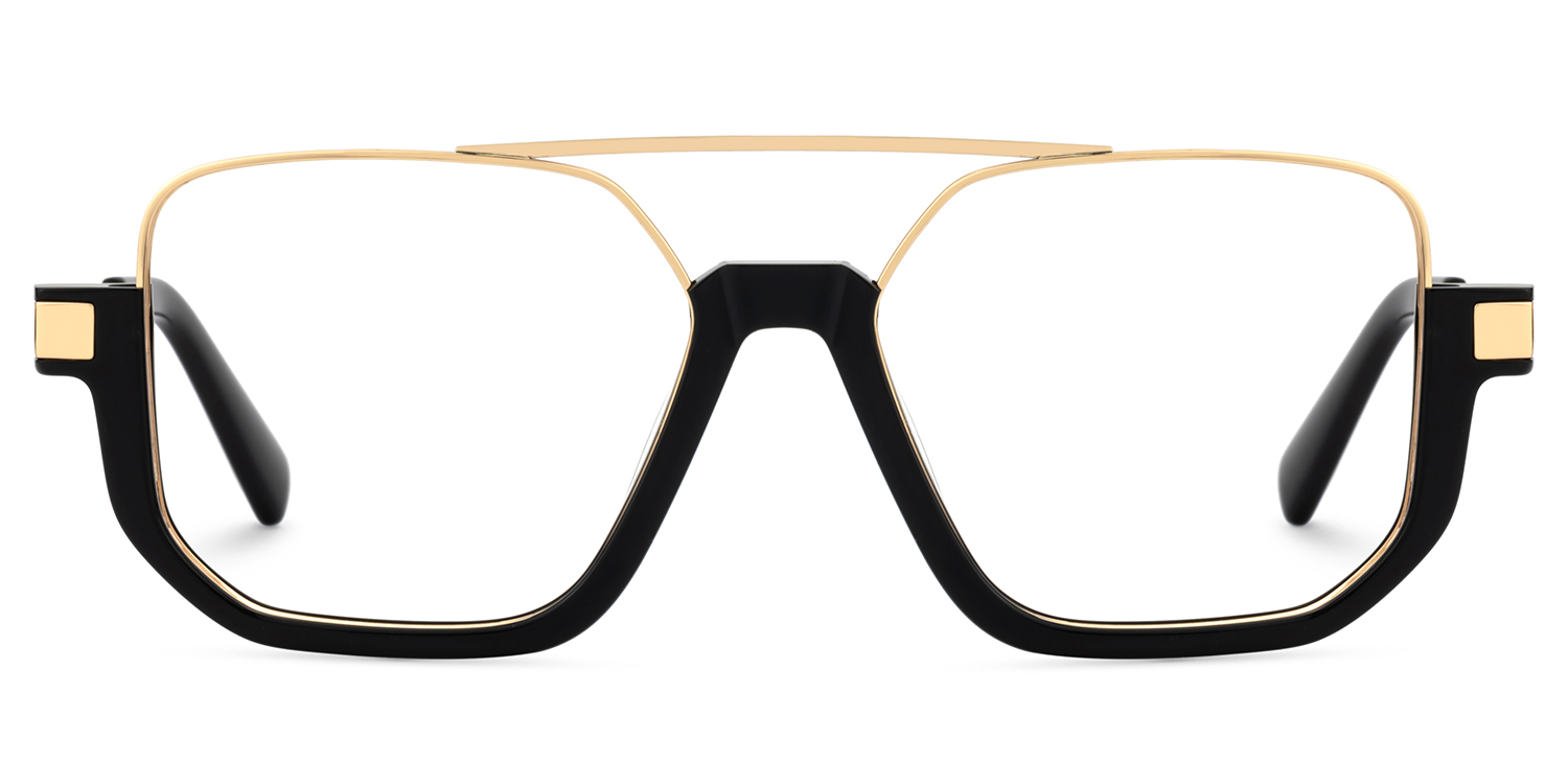 Oromiya Schwarz-Gold Pilot Brille gutes Bild
