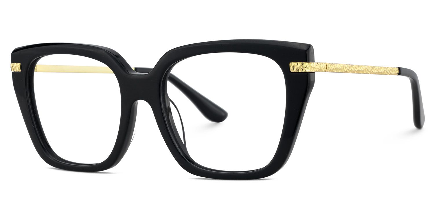 Yusbetsy Schwarz Rechteckig Gemischte-Materialien Brille2