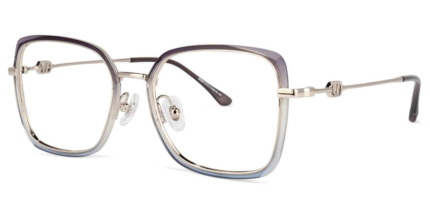 Zabdi Grau-Blau Quadratisch Brille1