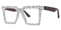 Pierre Weiß-Blumendruck Quadratisch Brille2