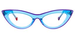 Yuki Blau Klar Cateeye Brille0