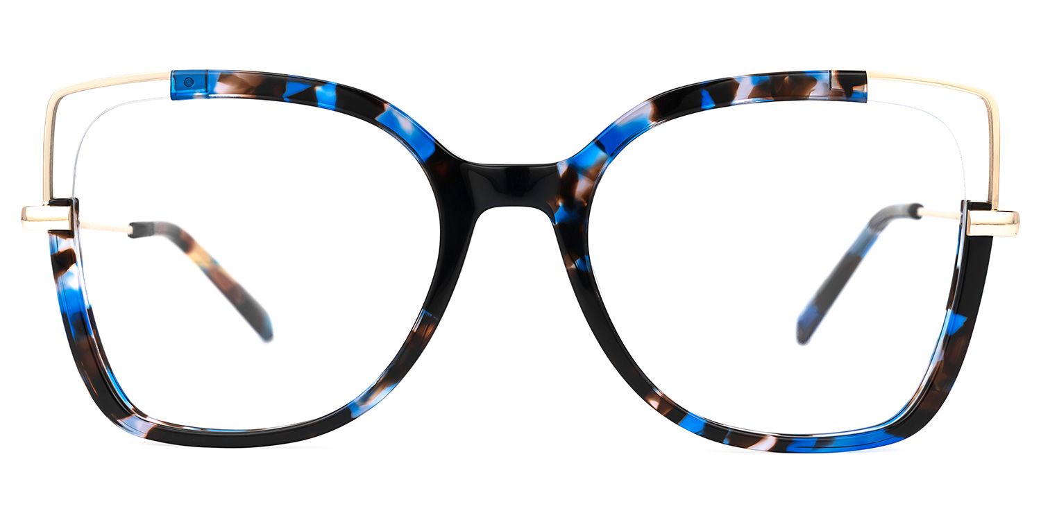Julina Blumendruck-Blau Cateye Brille0