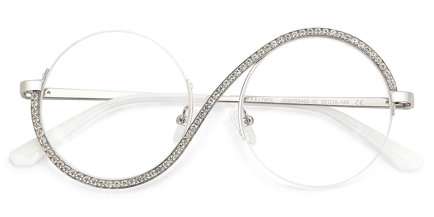 Alina Silber Rund Metall Brille1
