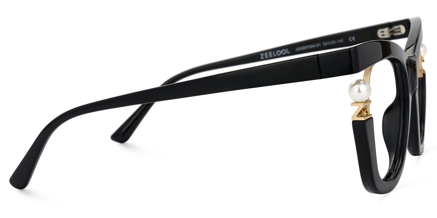 Pearl Schwarz Cateye Gemischte Materialien Brille4