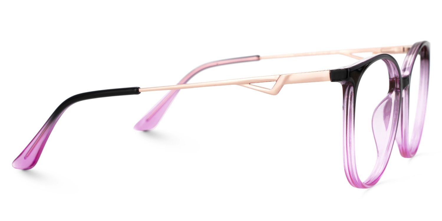 Babbage Schwarz-Lila Rund Gemischte Materialien Brille4