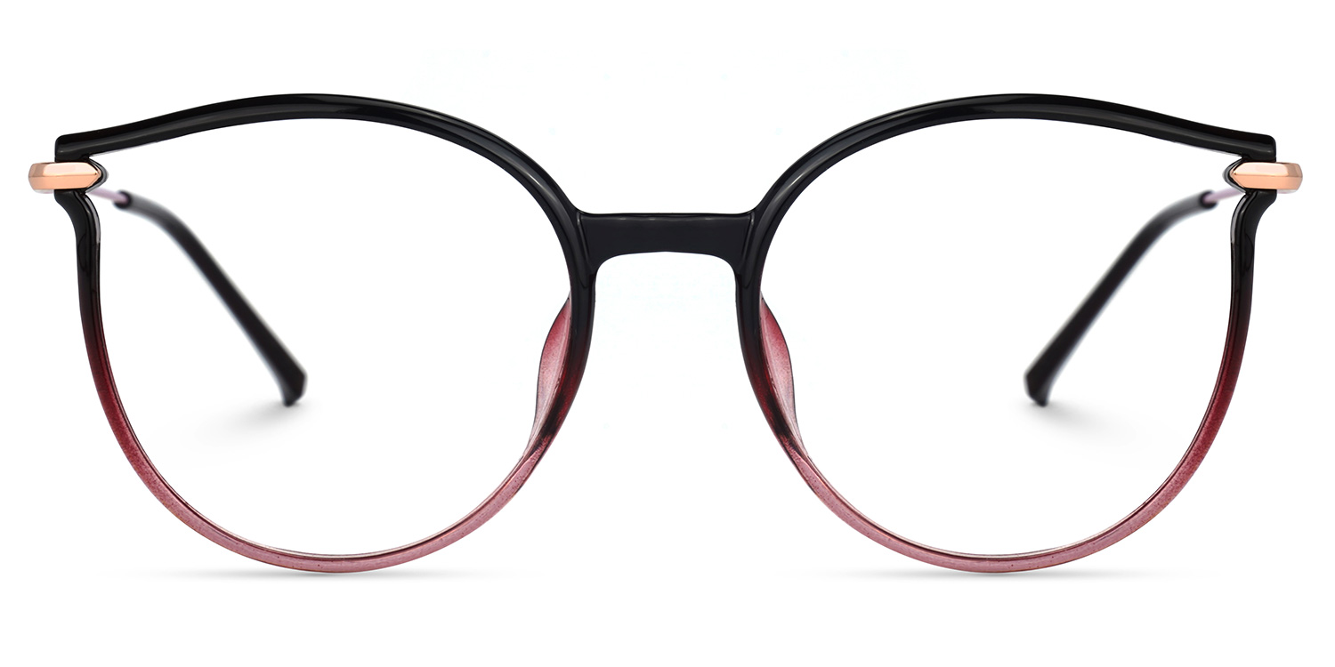 Yadejah Schwarz-Rot Cateye Brille