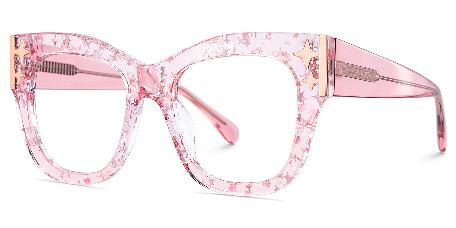 Minfia Rosa Klar Quadratisch Acetat Brille4