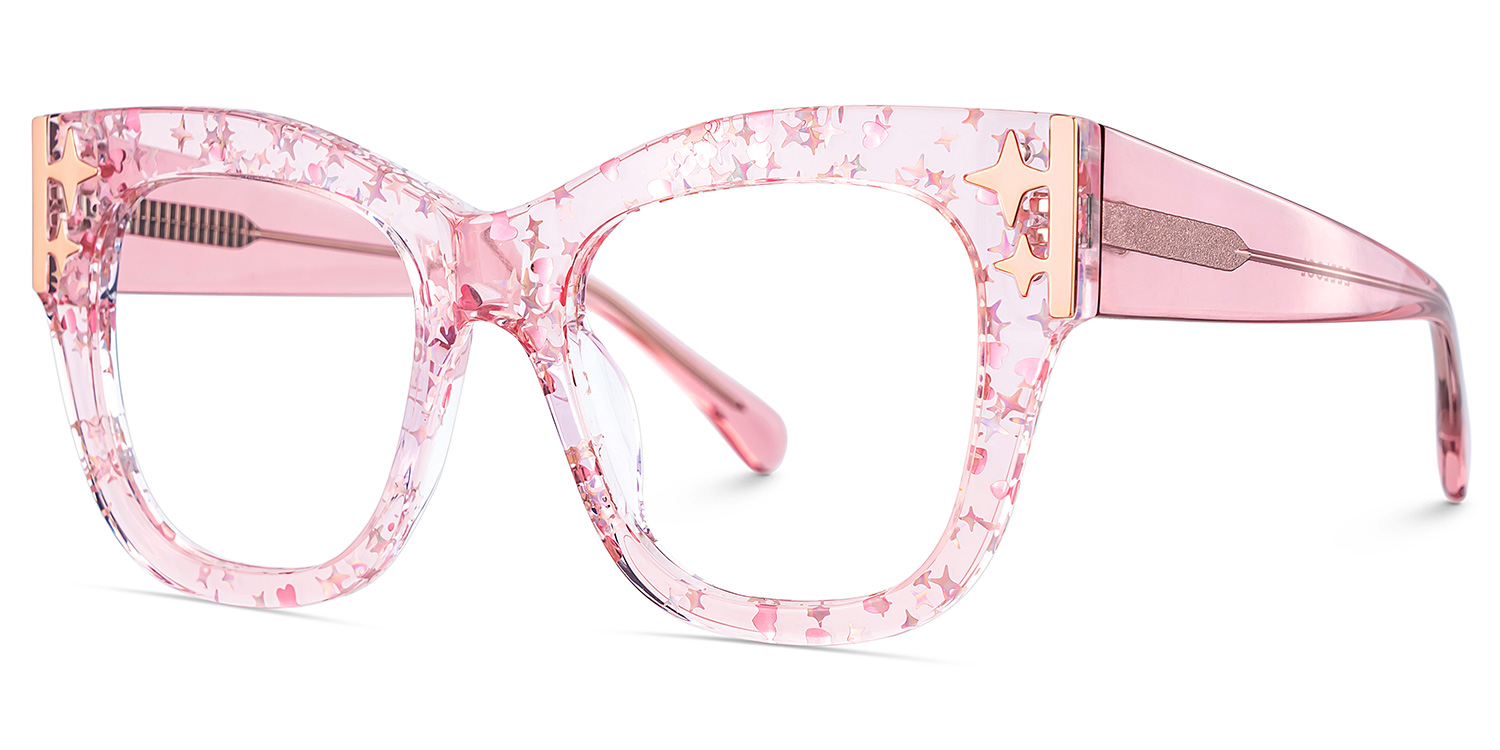 Minfia Rosa Klar Quadratisch Brille4