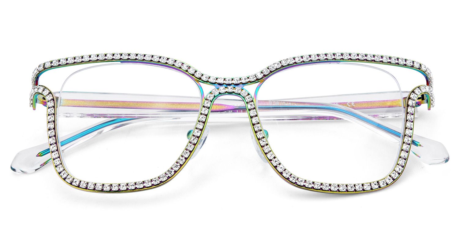 Shine Bunt Quadratisch Metall Brille3