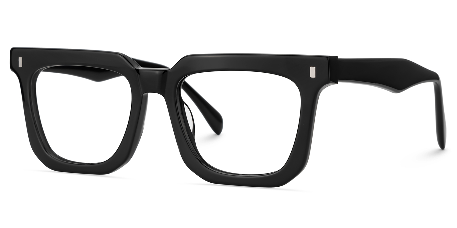 Lukas Schwarz Rechteckig Acetat Brille2
