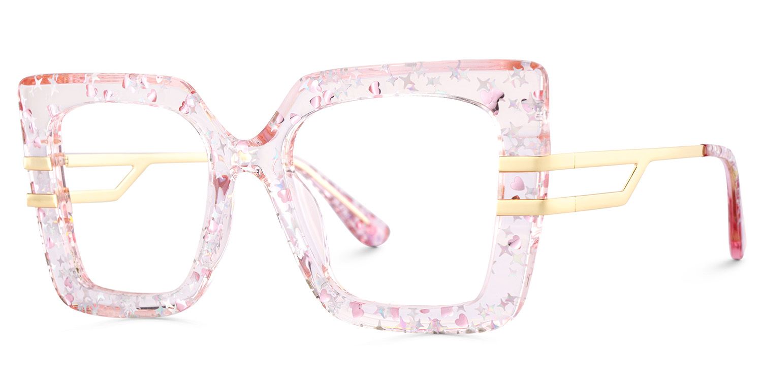 Poutine Rosa Quadratisch Gemischte Materialien Brille2