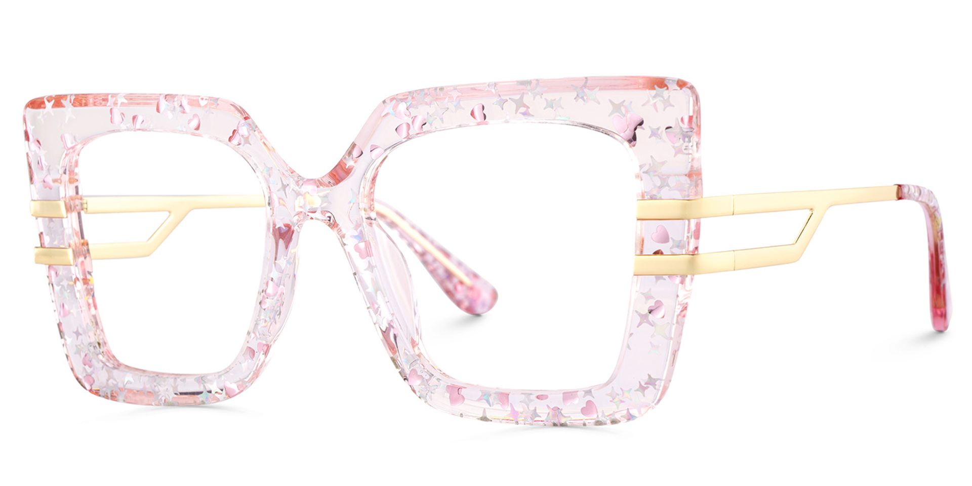 Poutine Rosa Quadratisch Gemischte Materialien Brille2