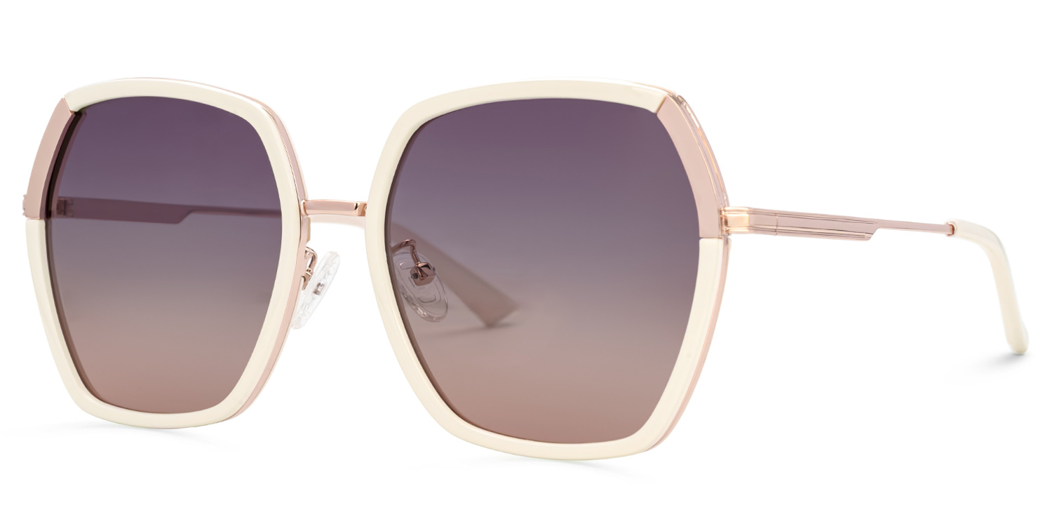 ZEELOOL Zula Weiß Geometrisch Sonnenbrille