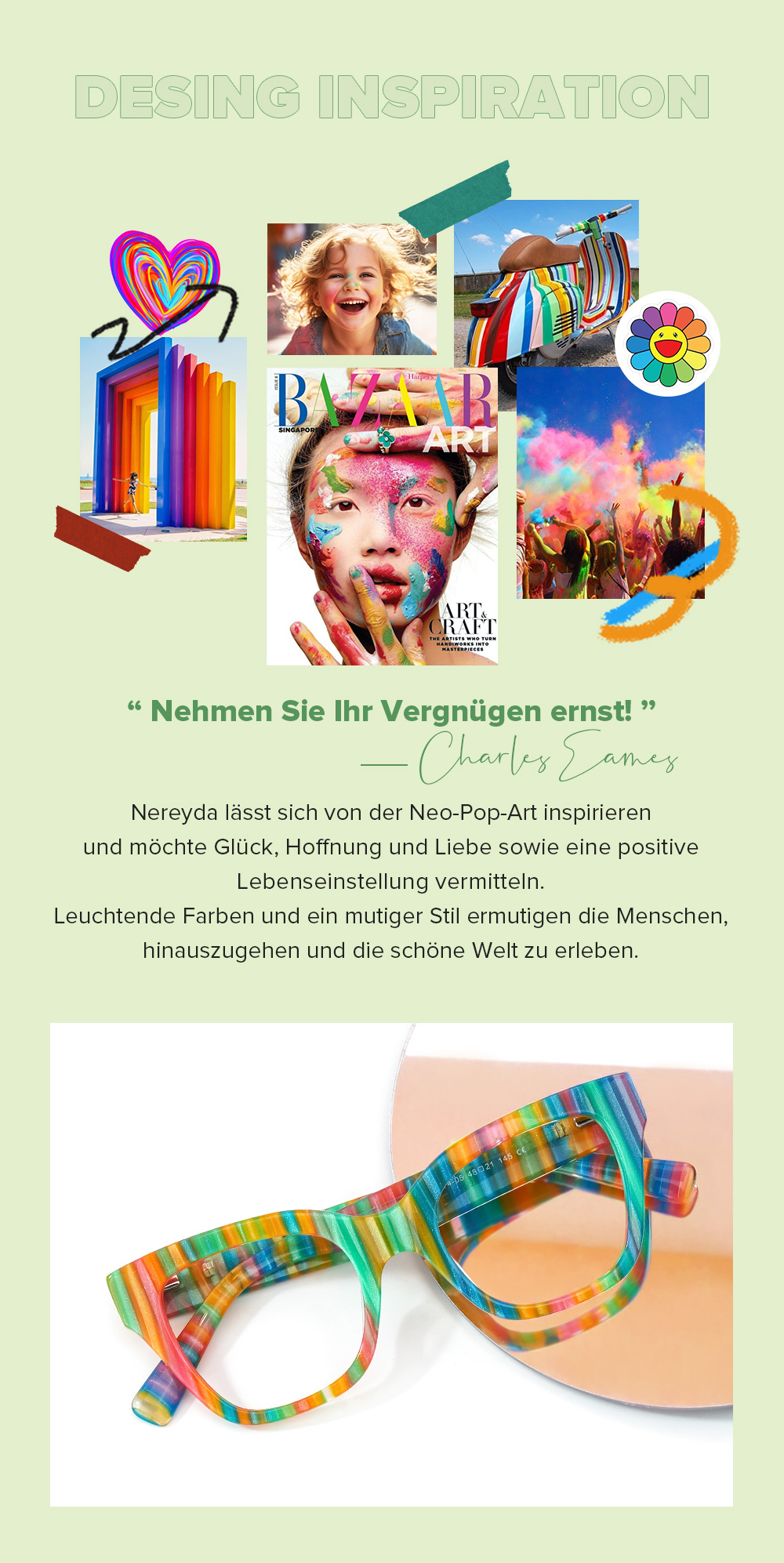 Nereyda Pfefferminzbonbon Bunt Cateye Bonbon Brille