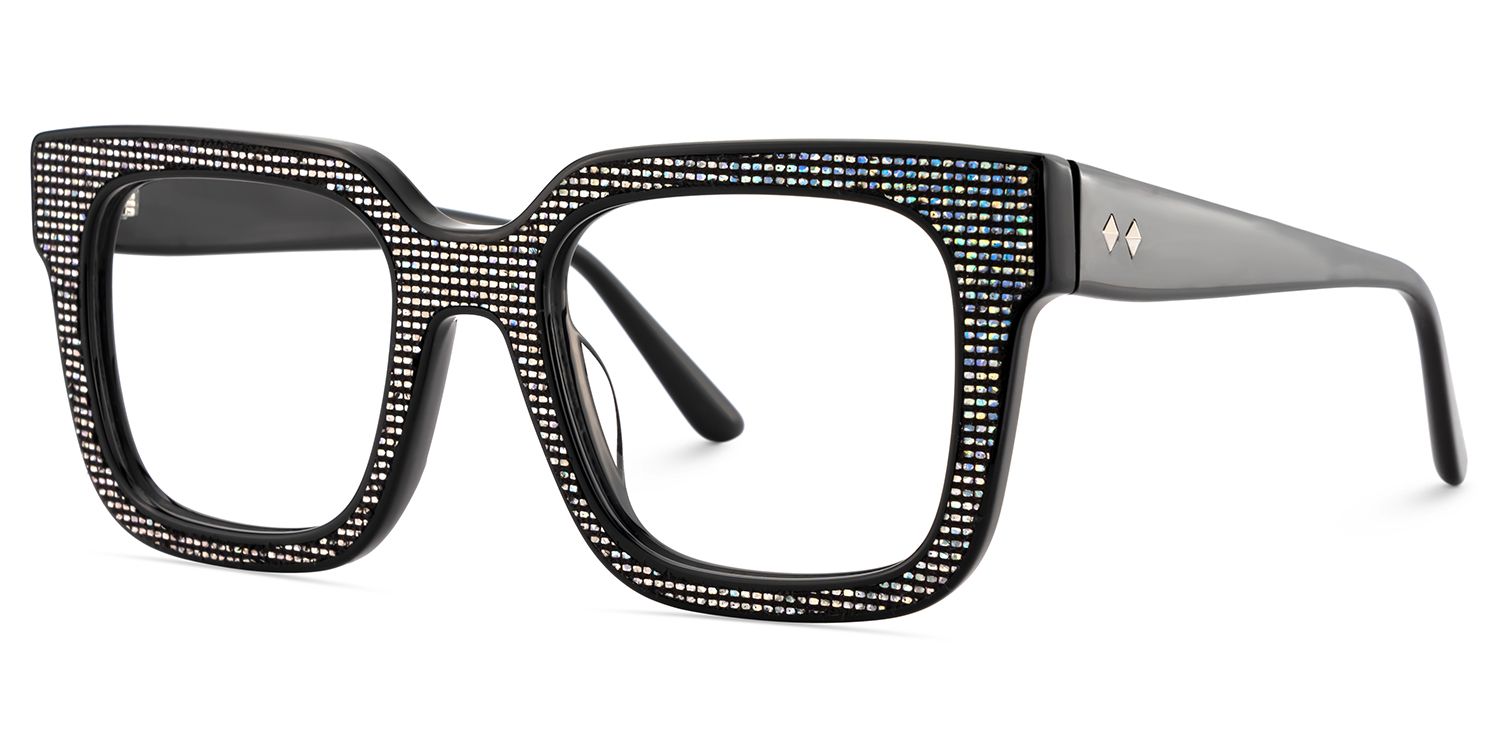 Solmarie Schwarz Quadratisch Acetat Brille2