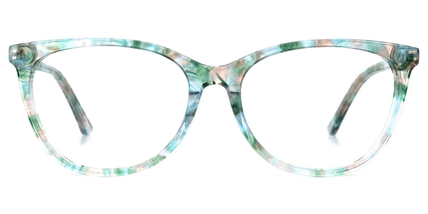 Gayla Blumendruck-Grün Cateye Brille0