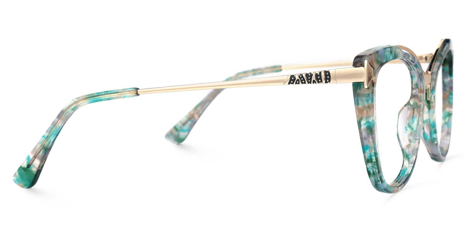 Belle Blumendruck-Grün Cateye Brille3