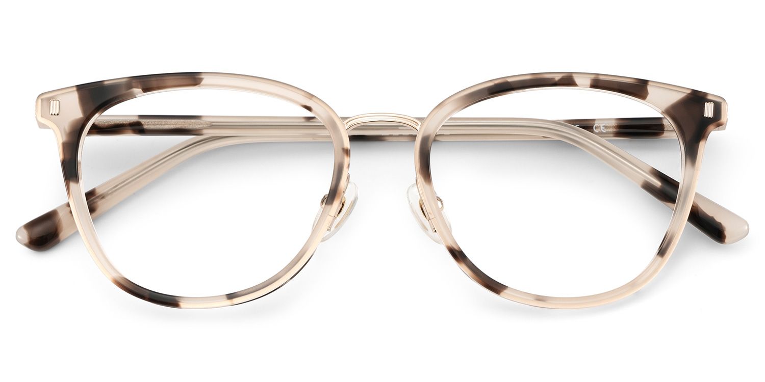 Caden Tortoise Rund Gemischte-Materialien Brille1