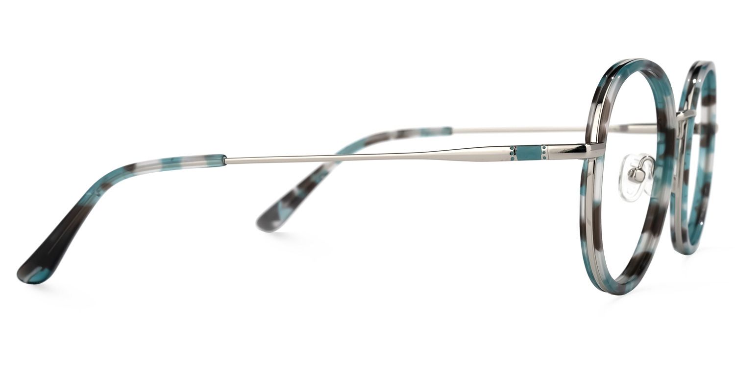 Valery Blumendruck-Blau Rund Brille3