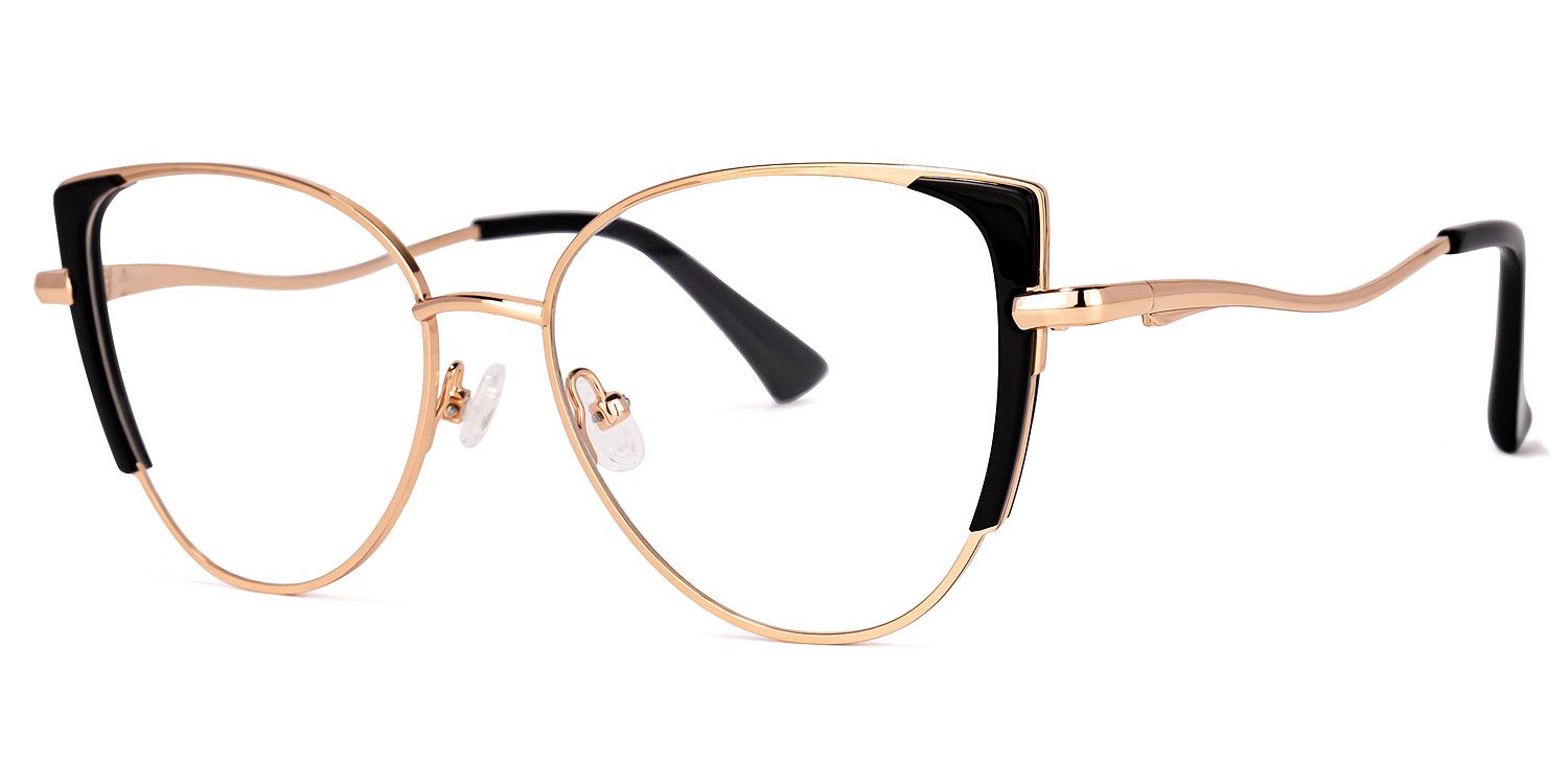 Raia Schwarz-Gold Cateye Brille1