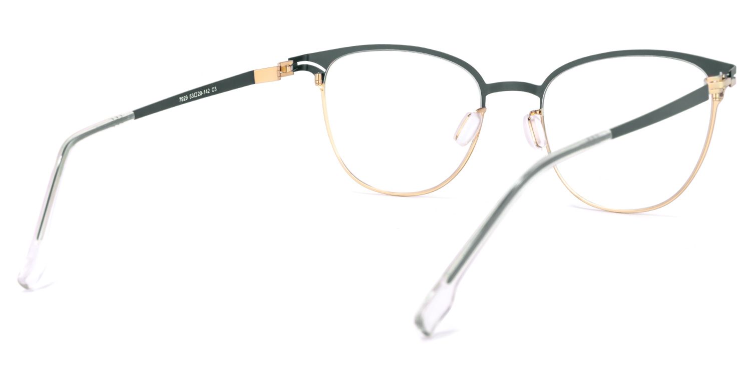 Yelena Dunkelgrün-Gold Cateye Brille4