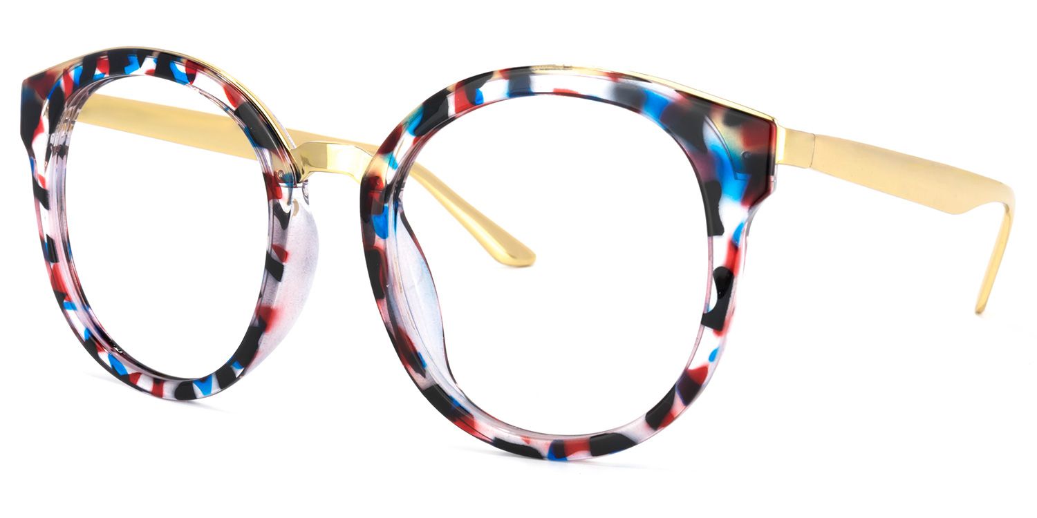 Ettenheim Blau Schwarz Blumenmuster Runde Brille1