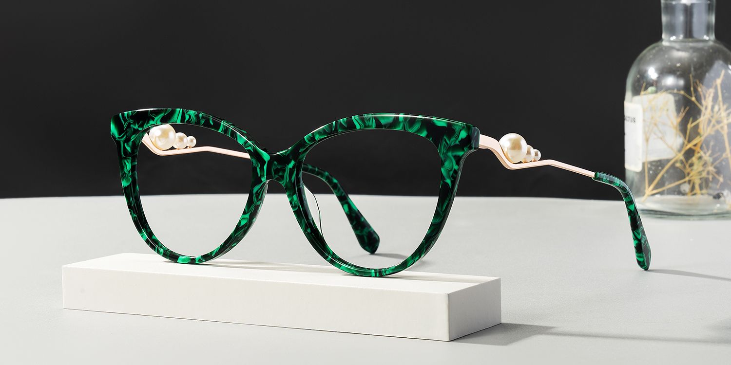 Sherrie Grün-Blumendruck Cateye Brille1