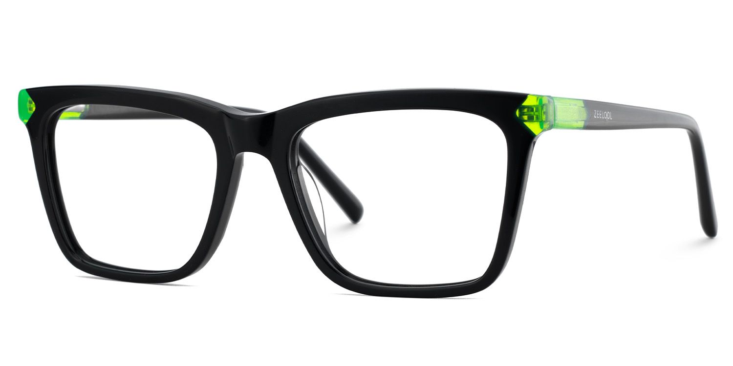 Denver Schwarz Rechteckig Acetat Brille2