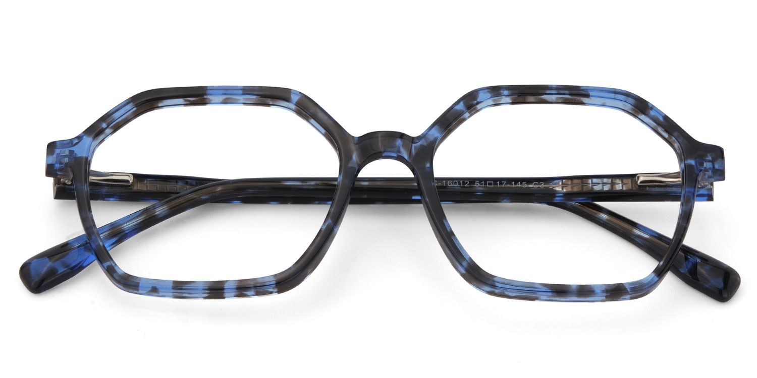 Mollie Schwarz-Blau Geometrisch Brille1