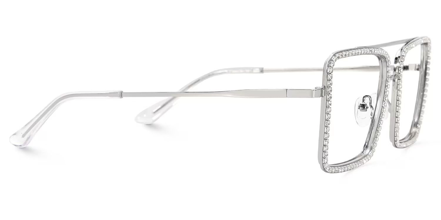 Diva Silber Quadratisch Metall Brille5