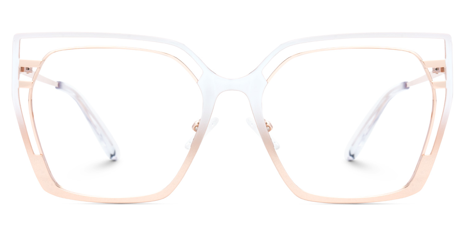 Quinn Weiß-Rosagold Geometrisch Brille0