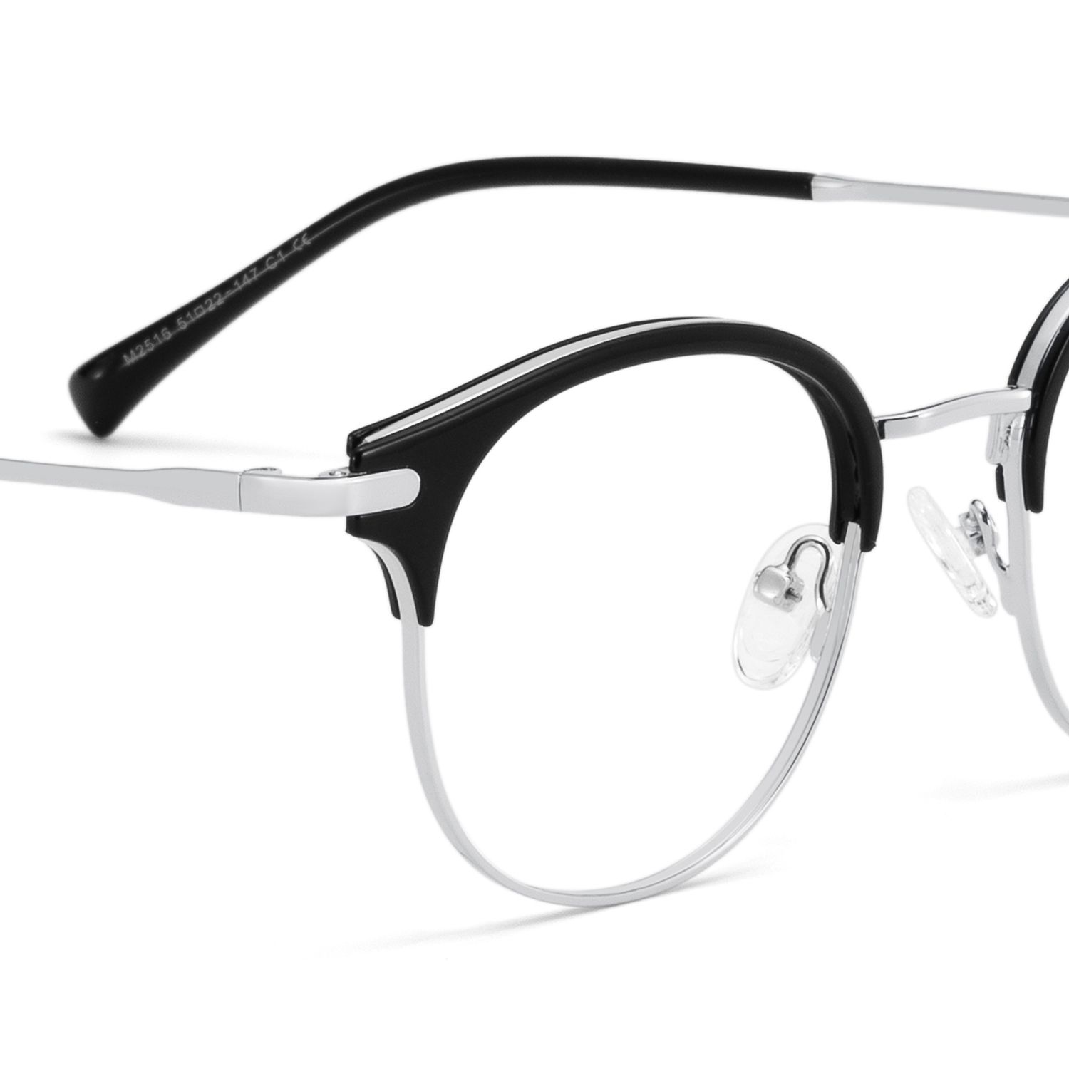 Elke Silber Browline Gemischte-Materialien Brille4