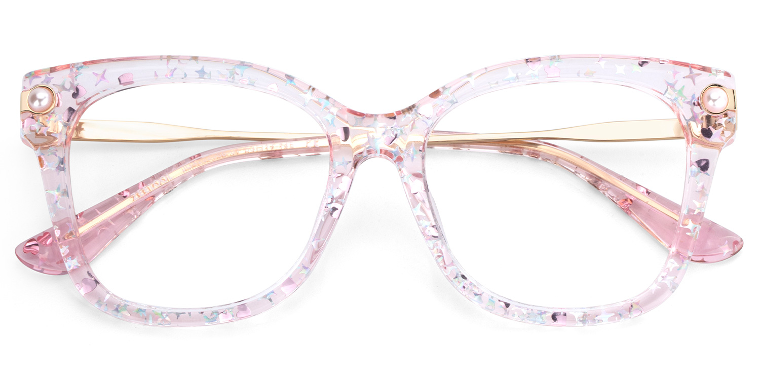ZEELOOL Vernella Rosa Quadratisch Brille
