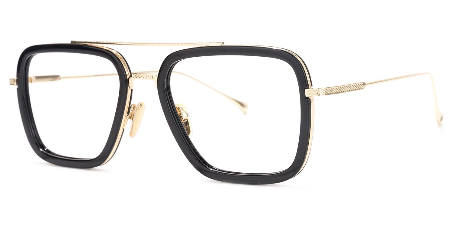 Gifford Schwarz Gold Pilot Brille1