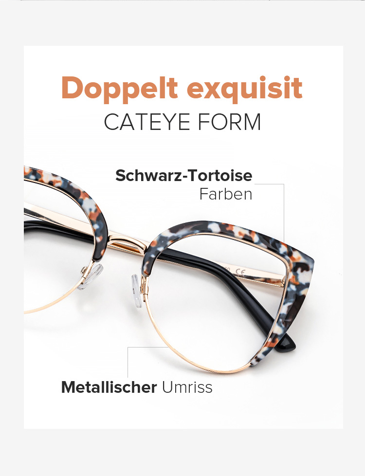 Brewer Schwarz-Tortoise Cateye Brille