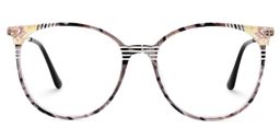 Babbage Blumendruck-Braun Rund Brille0