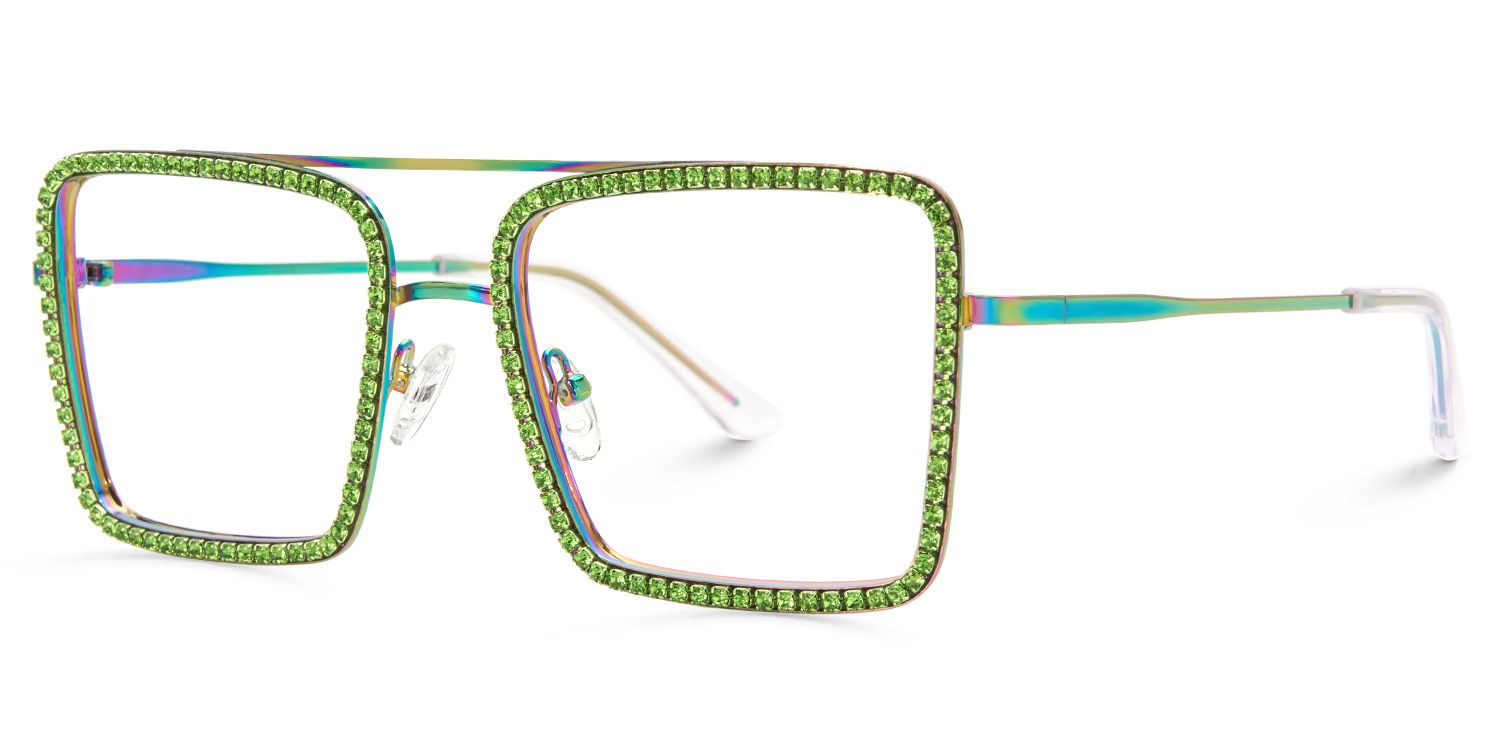 Diva Grün Quadratisch Brille1