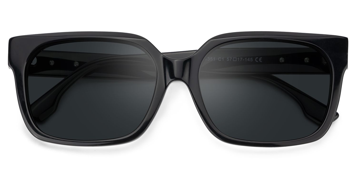 Liesel Schwarz Rechteckig Acetat Sonnenbrille1