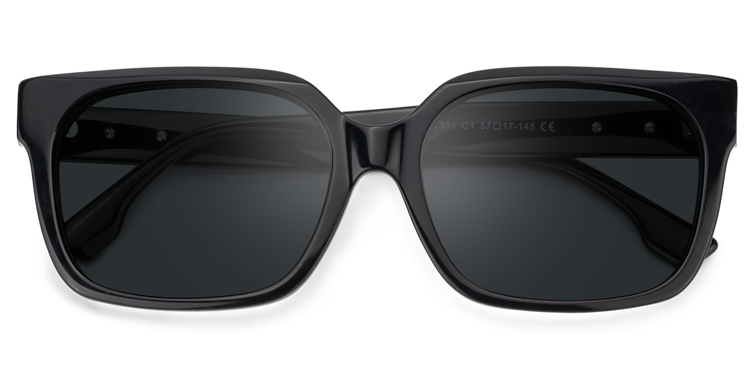 Liesel Schwarz Rechteckig Acetat Sonnenbrille1