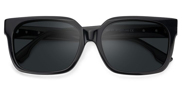 Liesel Schwarz Rechteckig Sonnenbrille