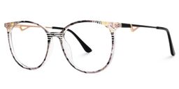 Babbage Blumendruck-Braun Rund Brille1