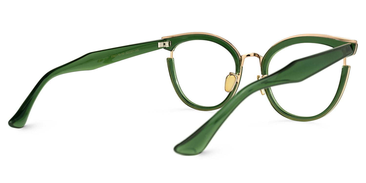 Laraine Grün-Gold Cateye Brille2