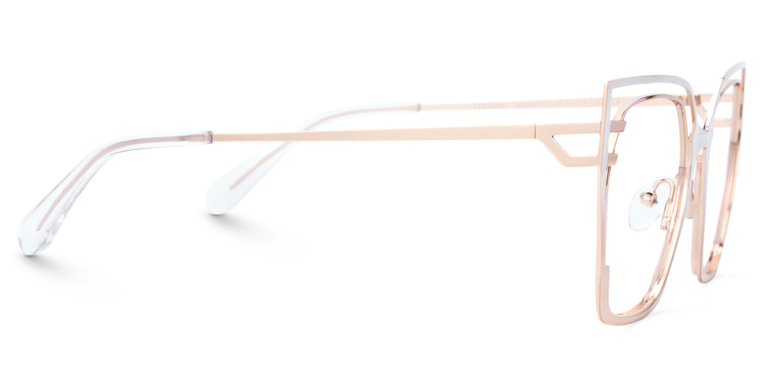 Quinn Weiß-Rosagold Geometrisch Metall Brille3