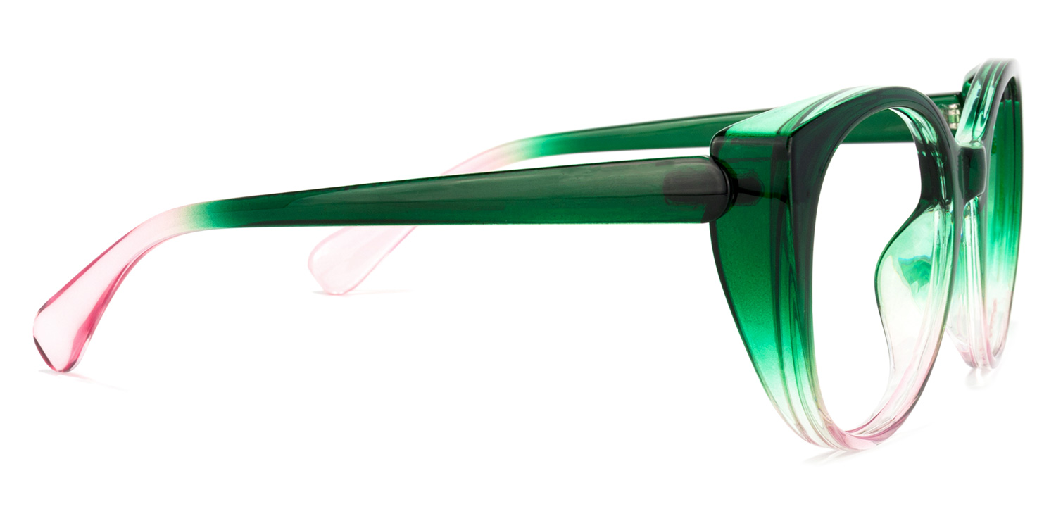 Tiesha Grün-Rosa Cateye Brille3