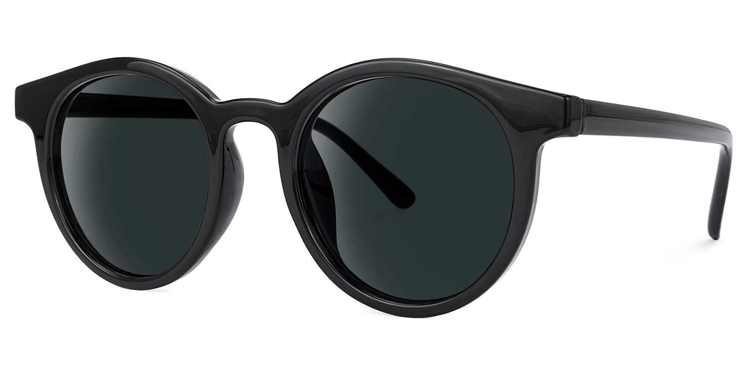 ZEELOOL Gaige Schwarz Rund Sonnenbrille