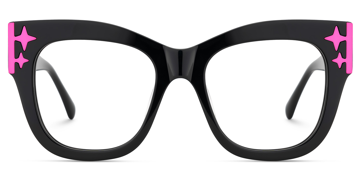 Minfia Schwarz-Rosa Quadratisch Brille